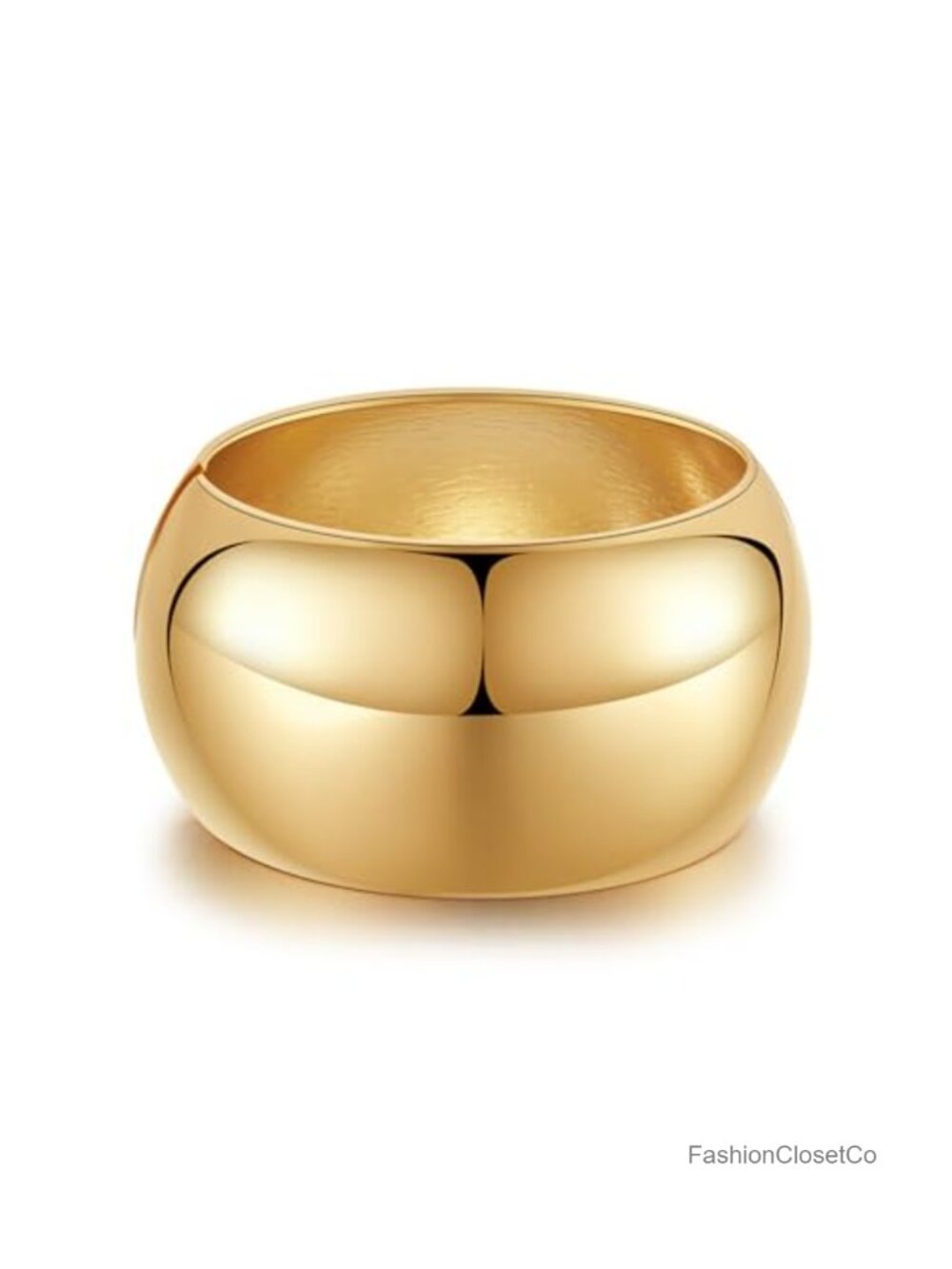 Extra Wide Chunky Bangle Bracelet Dainty Minimalist 14K Yellow Gold Plated Cuff